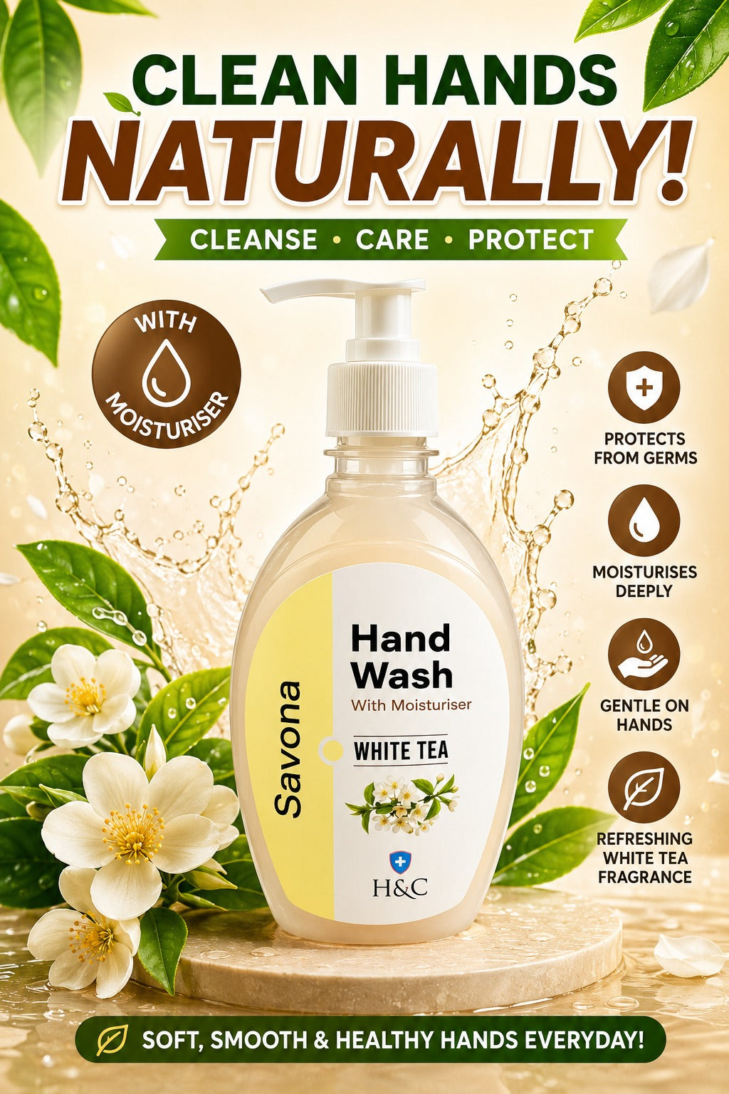 Savona White Tea Hand Wash With Moisturizer -500 ML