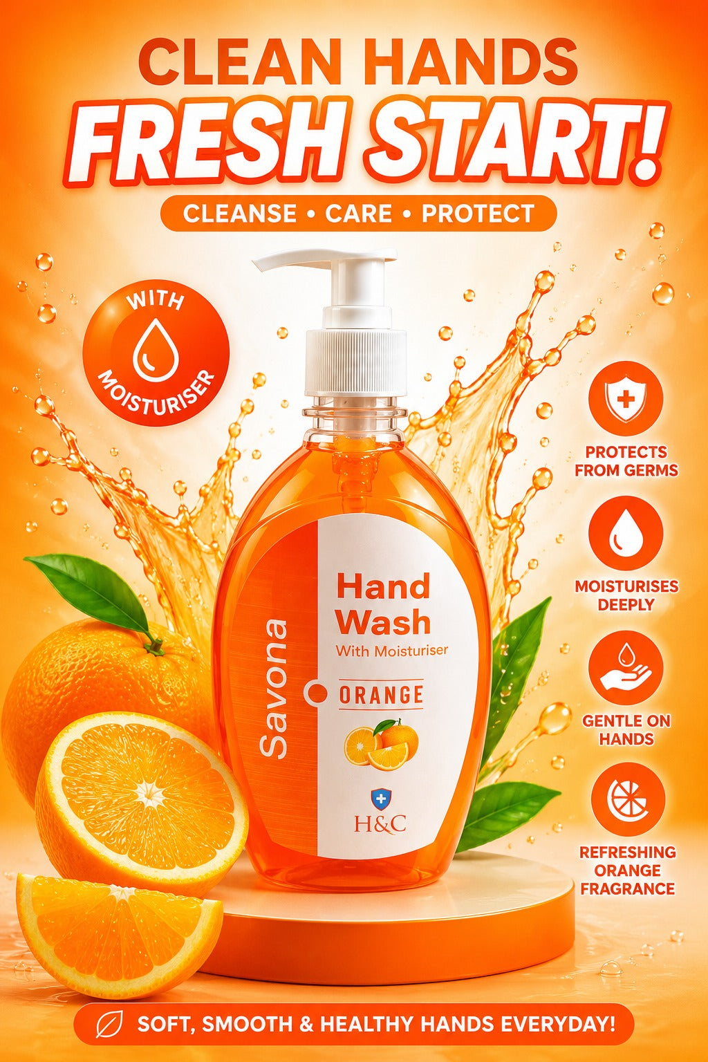 Savona Orange Fresh Hand Wash With Moisturizer-500 ML