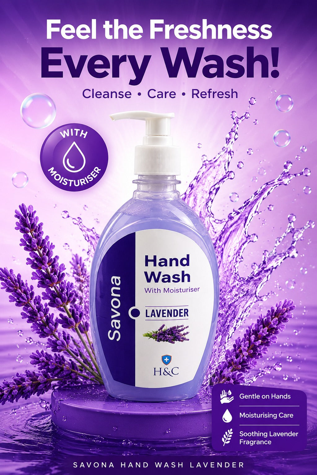 Savona Lavender Hand Wash with Moisturiser-500 ML